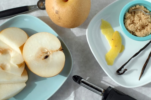 poached Asian pear mise