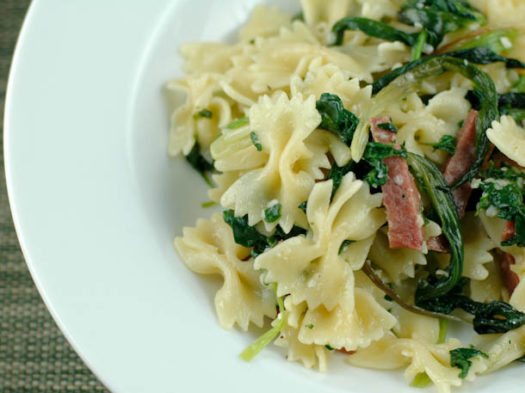 Farfalle with Ramps, Spinach and Sopressata