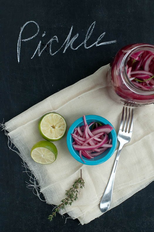Pickled Red Onions Overhead