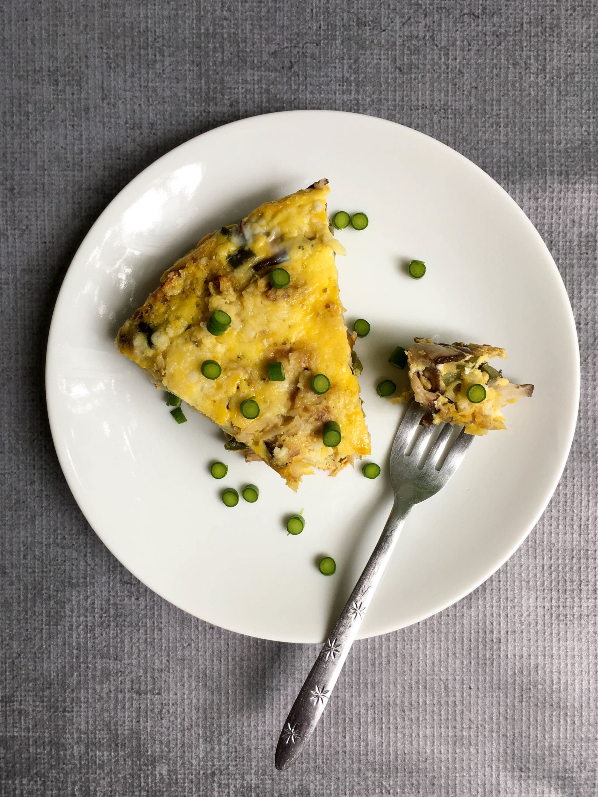 SuperSavory Frittata with Potato, Shiitake and Garlic Scapes Umami Girl