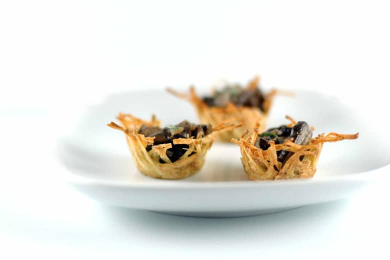 Elegant Appetizers Potato Nests Marsala Mushrooms 780 | Umami Girl