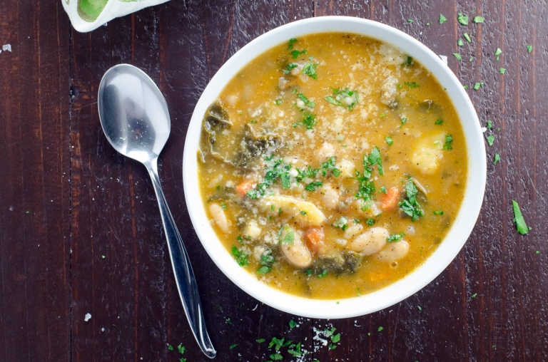 Easy Kale Soup with White Beans, Potatoes + Savory Broth Umami Girl