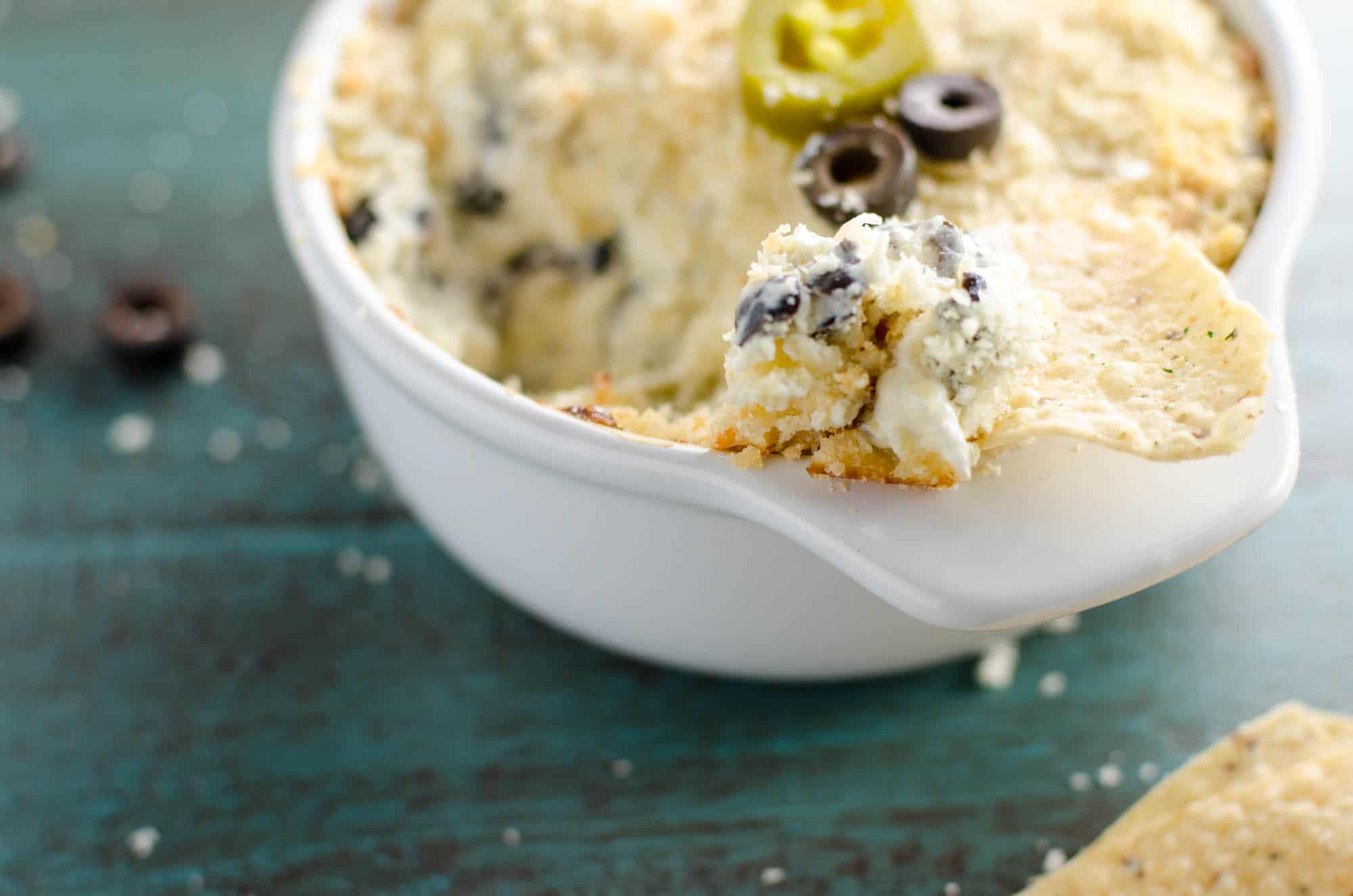 "OlivePeño" Olive Jalapeño Popper Dip for Game Day Umami Girl