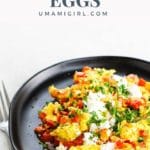 Peppers and Onions Scrambled Eggs Recipe Pin 1 _ Umami Girl