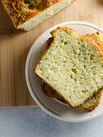 savory zucchini bread with cheddar, shallot, and herbs