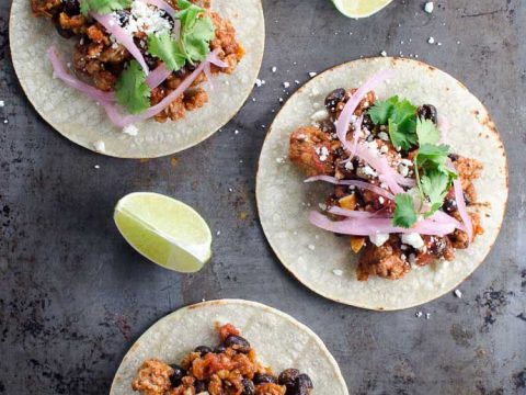 Ground pork recipes: easy ground pork tacos with black beans