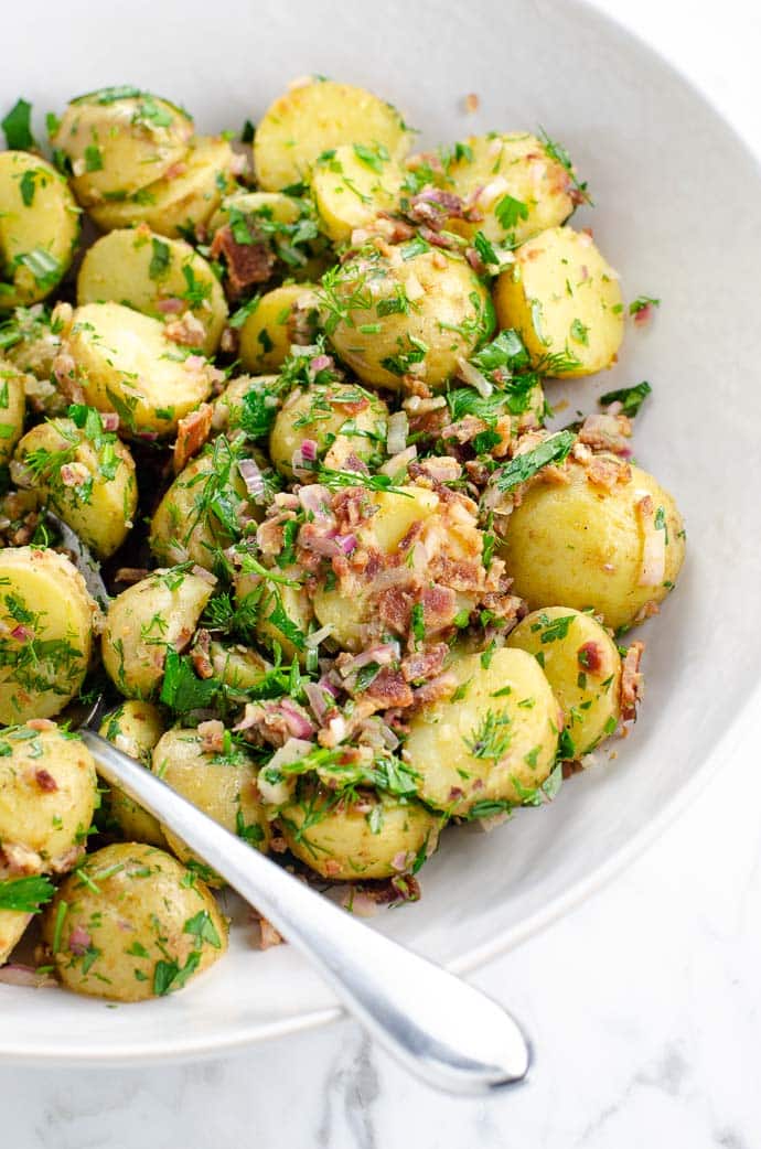 Easy Potato Salad Recipe with Bacon and Herbs (and No Mayo) | Umami Girl