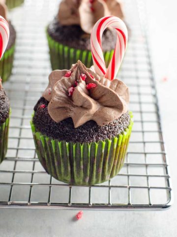 Candy Cane Chocolate Cupcakes