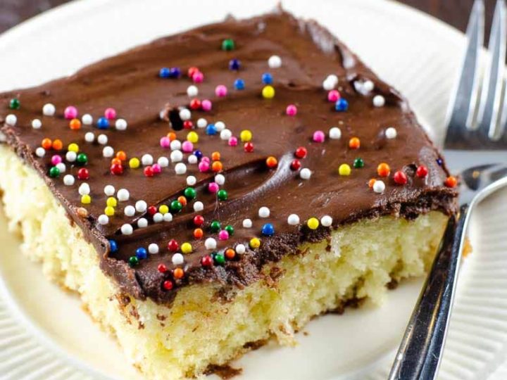 Easy Yellow Cake Recipe with Chocolate Frosting 780 | Umami Girl