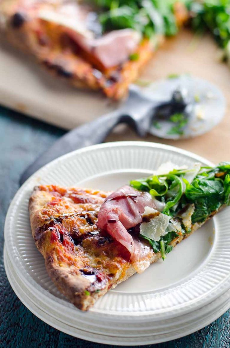 Prosciutto Arugula Pizza with Balsamic Drizzle Umami Girl