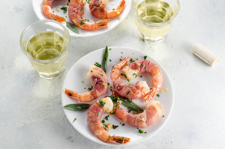 Prosciutto-Wrapped Shrimp with Sage-Garlic Butter- 780 | Umami Girl