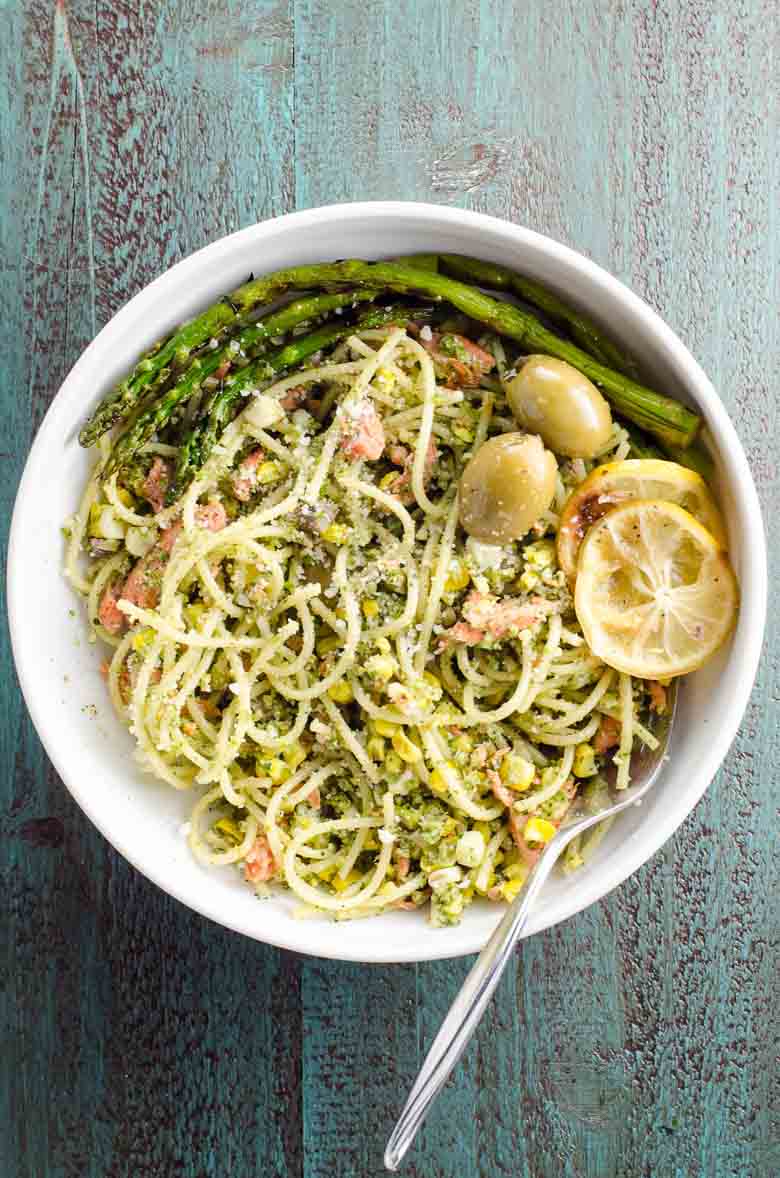 Summer Pasta with Pesto, Grilled Salmon, and Corn 780 | Umami Girl-2