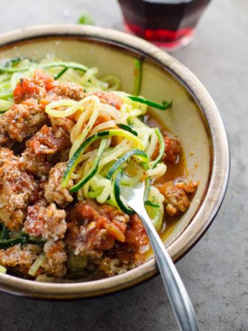 Zoodles Bolognese Zucchini Noodles with Turkey Meat Sauce 780 | Umami Girl