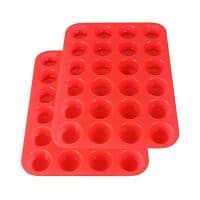 2Packs Silicone Mini Muffin Pan Silicone Cupcake Baking Cups, 24 Non Stick Silicone Molds for Muffin Tins(Red)