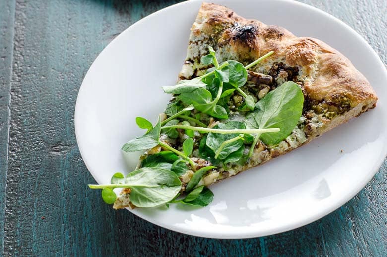 Watercress Pesto Pizza with Blue Cheese and Balsamic Glaze 780 | Umami Girl-3