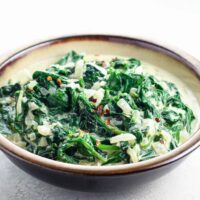 keto creamed spinach (creamy cheesy spinach) in a bowl