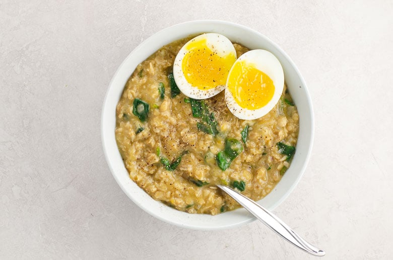 Savory Oatmeal with Shallots and Spinach | Umami Girl 780