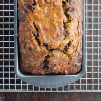 best chocolate chip banana bread recipe in a loaf pan