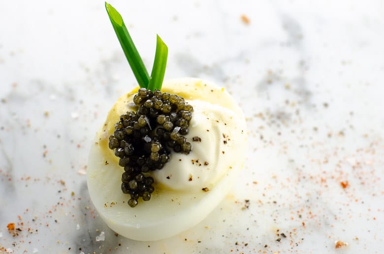 Fancy Deviled Eggs with Caviar and Crème Fraîche Umami Girl