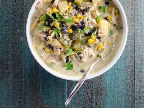 Chicken Poblano Soup with Corn, Black Beans and Potatoes | Umami Girl 780