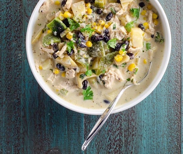 Chicken Poblano Soup with Corn, Black Beans and Potatoes | Umami Girl 780
