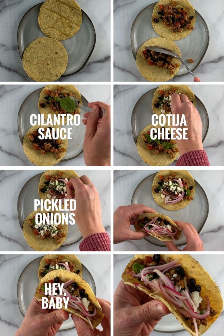 assembling tacos