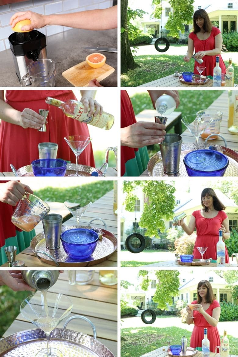 step by step making a rising star cocktail outdoors