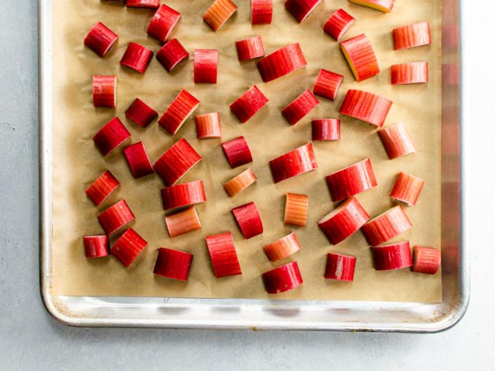 how to freeze rhubarb on a baking sheet