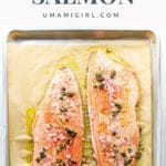 slow-roasted salmon on a sheet pan