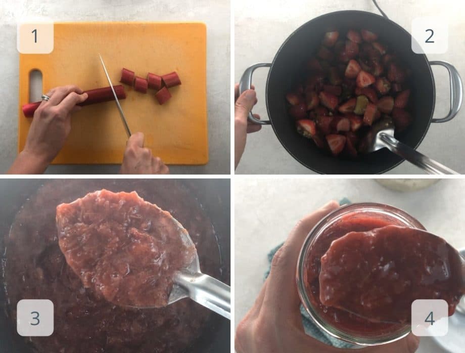 steps to make strawberry rhubarb sauce