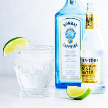 gin and tonic with sapphire gin and fever tree tonic