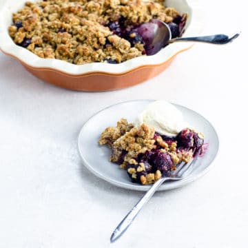 cherry crumble on a plate
