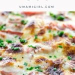 white pizza with ham