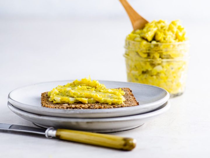 zucchini butter in a jar and spread on toast