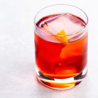 Boulevardier cocktail with an orange twist