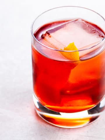 Boulevardier cocktail with an orange twist