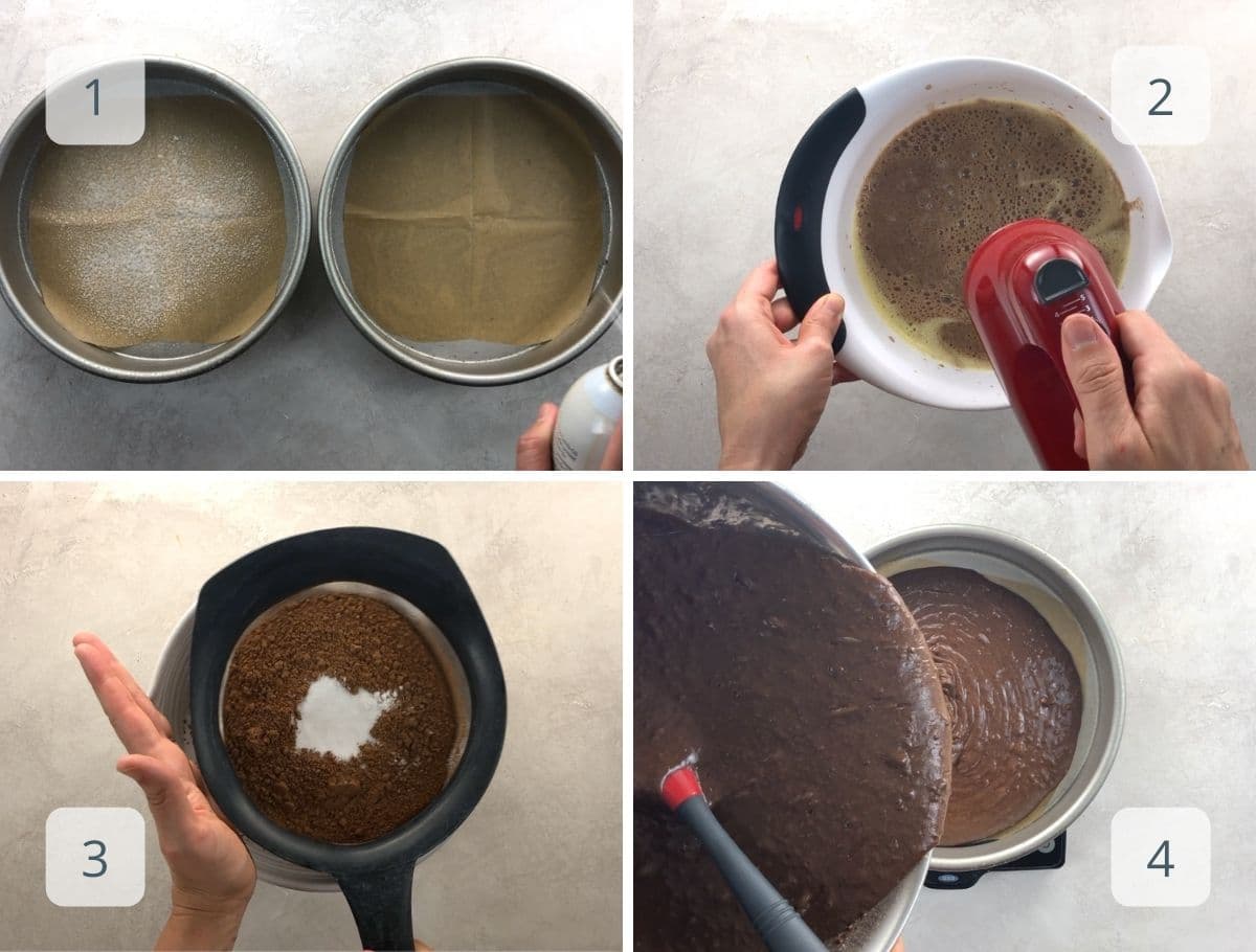 making buttermilk chocolate cake step by step