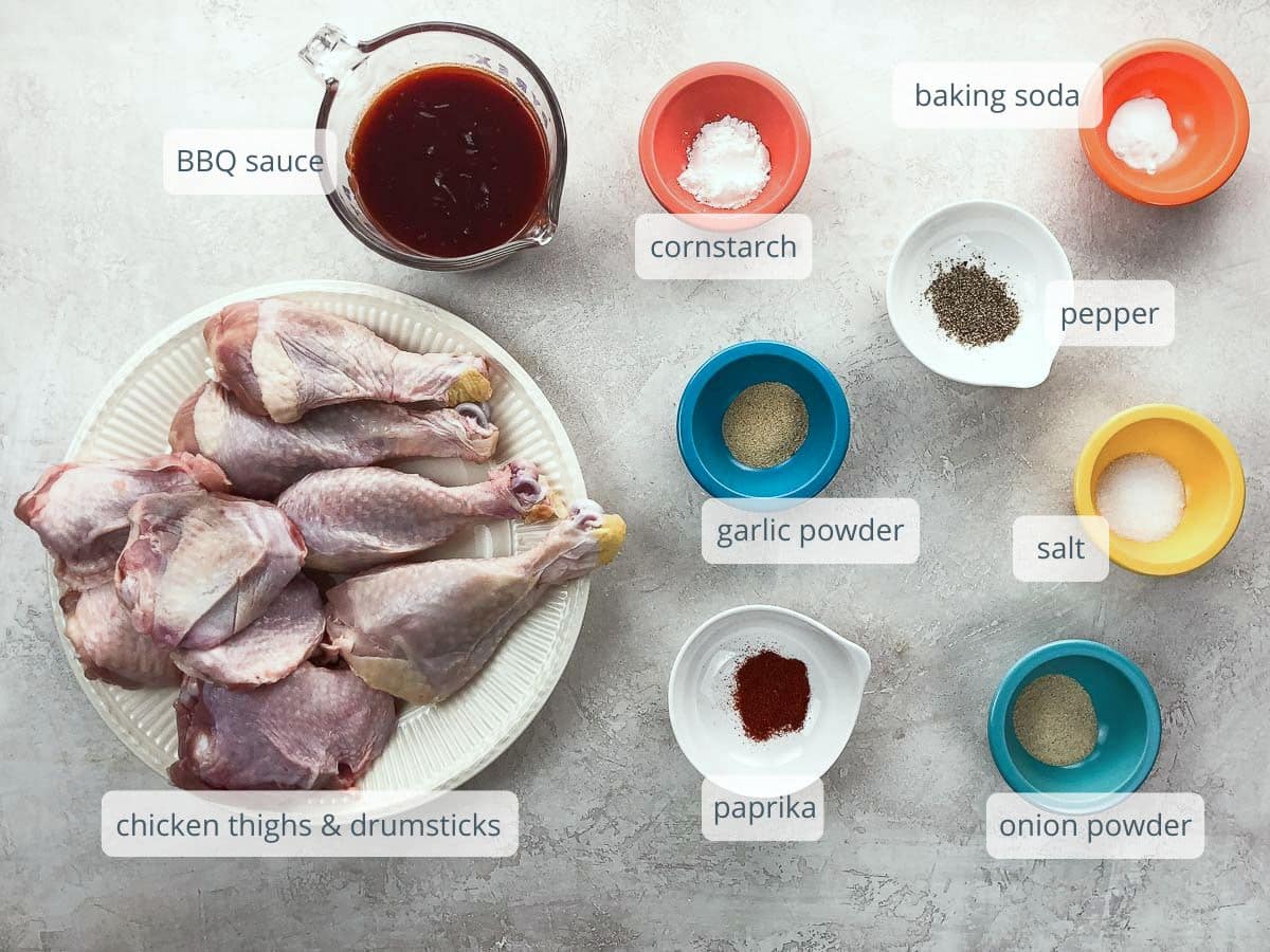 ingredients for baked bbq chicken legs and thighs