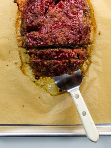 classic meatloaf recipe on a sheet pan