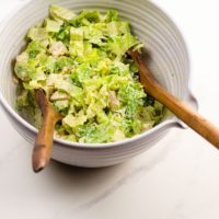 Chicken Caesar salad in a salad bowl