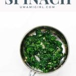 Garlicky Sauteed Spinach in a pan
