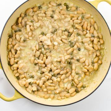 Vegetarian Piccata with Cannellini Beans in a pan