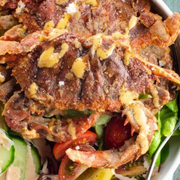 soft shell crab salad in a bowl