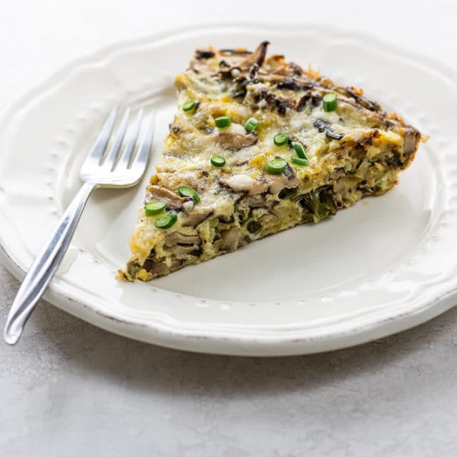 Savory Frittata with Potato, Shiitake, and Garlic Scapes Umami Girl