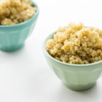 perfectly cooked quinoa in two small bowls