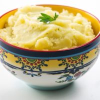 mashed potatoes (dairy free) in an ornate bowl