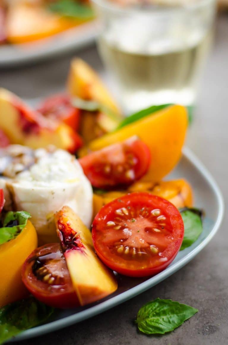 Tomato Nectarine Burrata Salad (Burrata Caprese Salad) Umami Girl