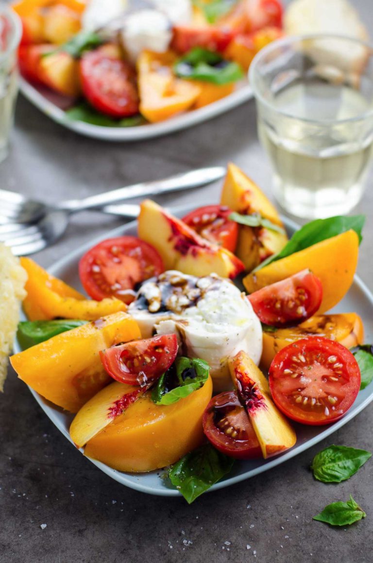 Tomato Nectarine Burrata Salad (Burrata Caprese Salad) Umami Girl