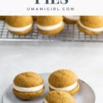 mini pumpkin whoopie pies on a small plate