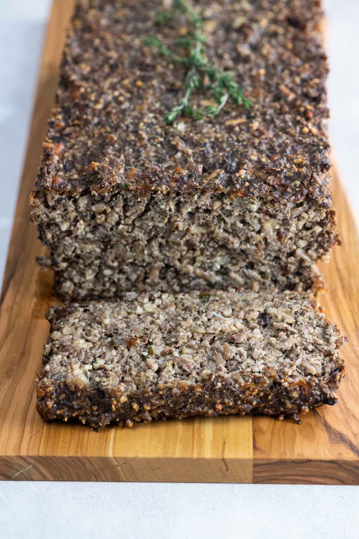 veggie meatloaf (nut loaf) on a platter